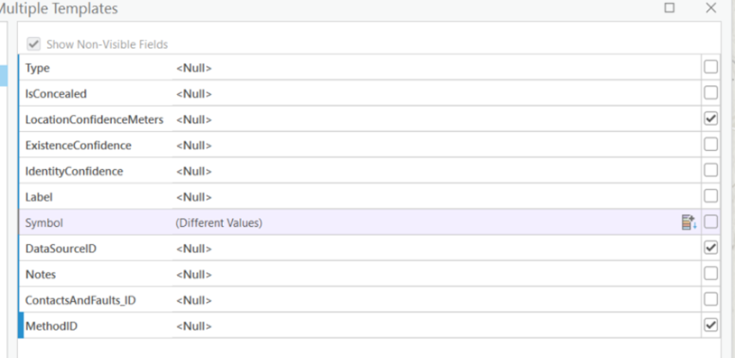 Template Properties Attribute Settings